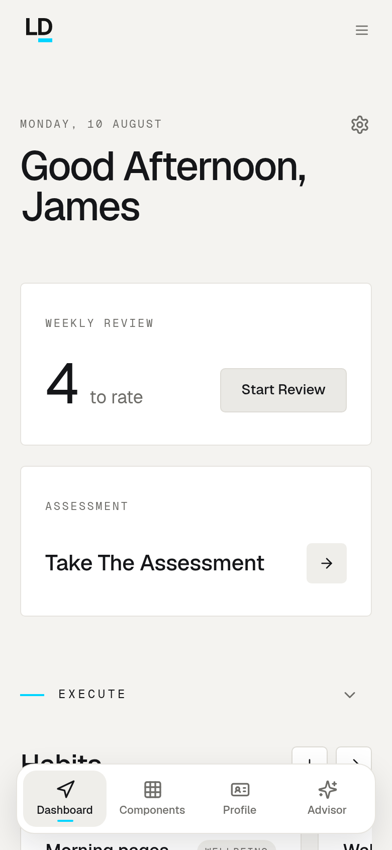 The Lifestyle Designer Dashboard on a phone